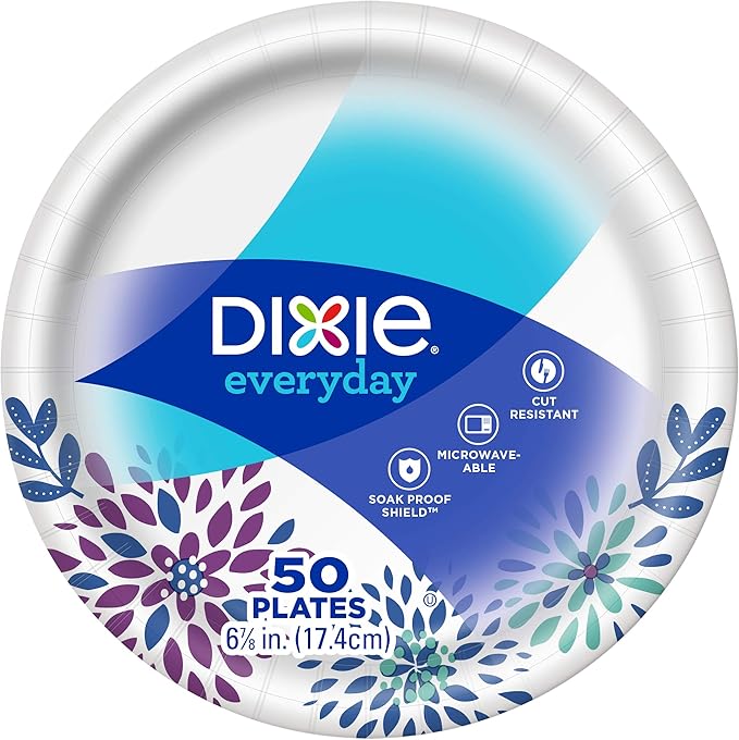 Dixie Paper Dessert Plates, 6 7/8" Inch, 50 Ct (3)