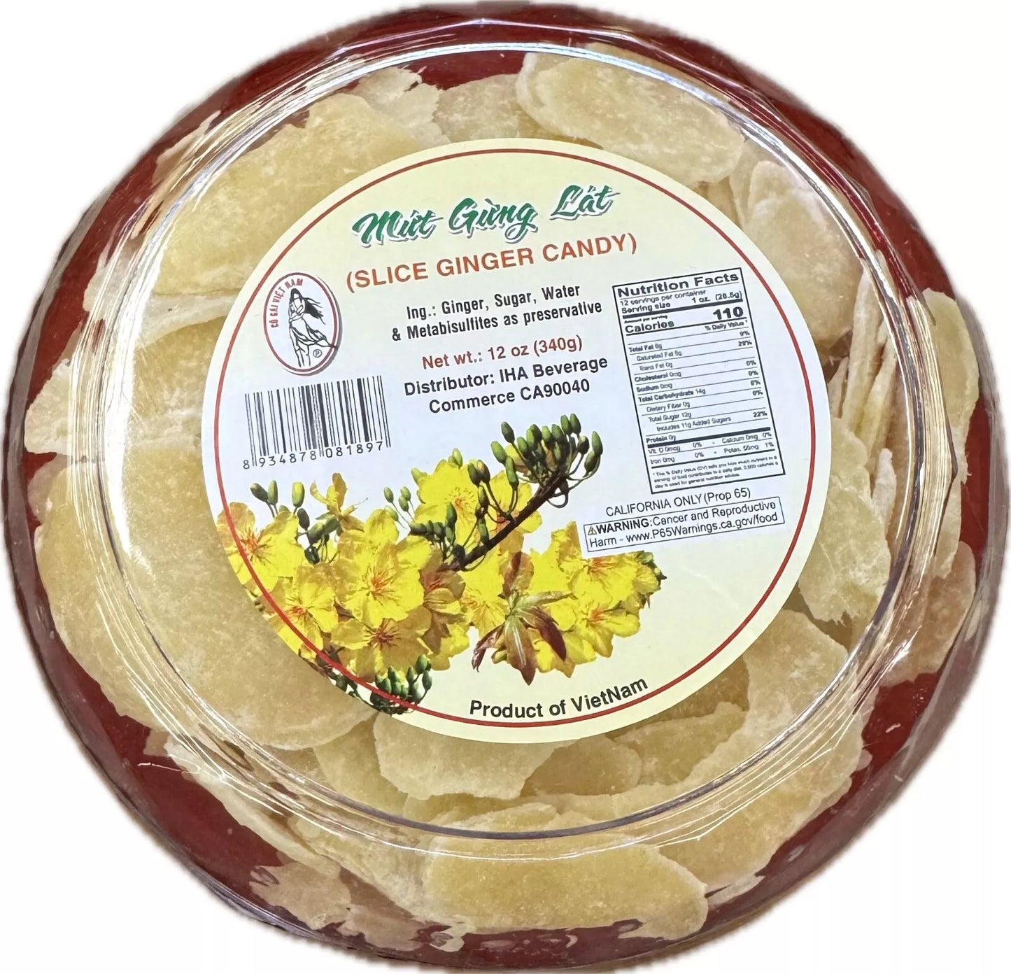 Vietnamese Girl Slice Ginger Candy 12oz
