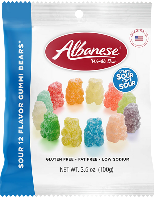 Albanese Sour 12 Flavor Gummi Bears 3.5 oz