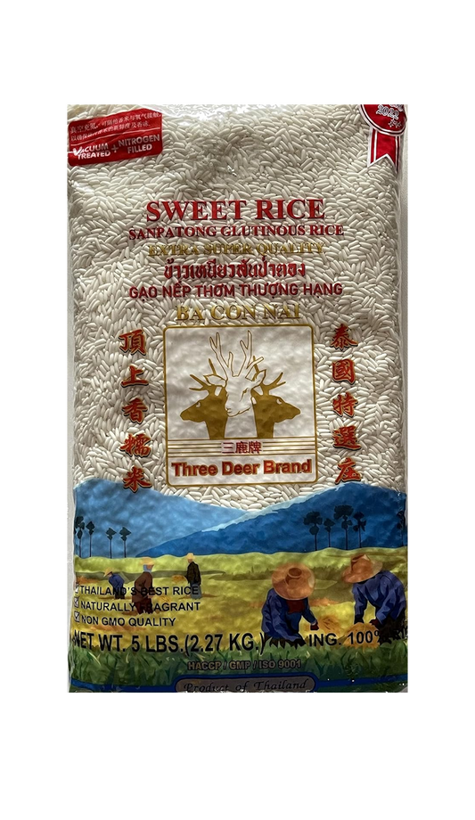 Three Deer Brand Sanpatong Glutinous Sweet Rice - 5 Pound