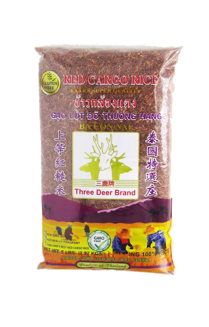 Three Deer Brand Red Cargo Rice 5lb