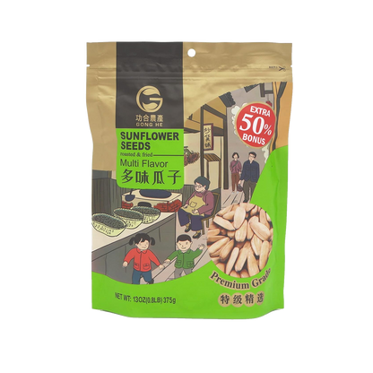 Gong He Sun Roasted and Fried Flower Seeds Multi Flavor 375 g