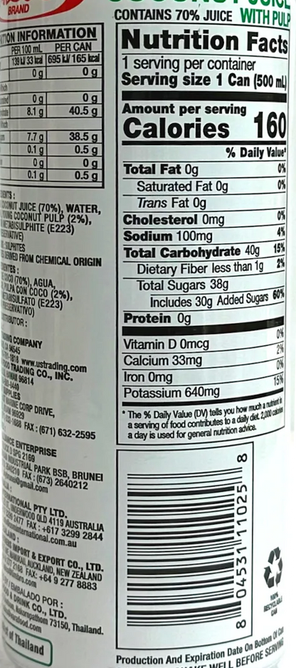 TASCO YOUNG COCONUT JUICE WITH PULP 500ml