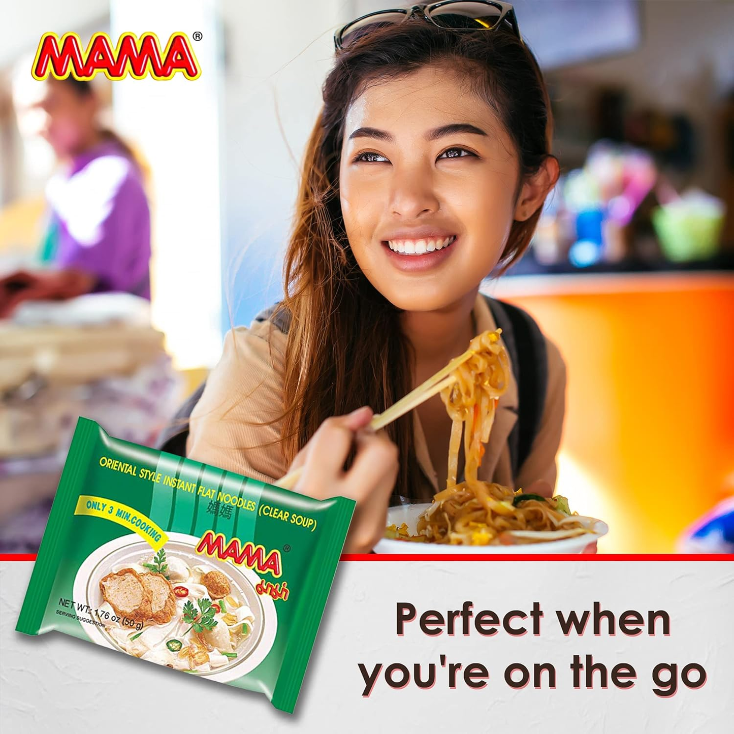 MAMA Noodles Flat Clear Soup Instant Rice Noodles Delicious Thai Flavors