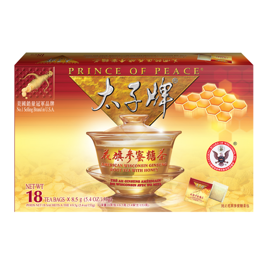Prince of Peace American Ginseng Root Tea w/Honey, 18 tea bags 1 box
