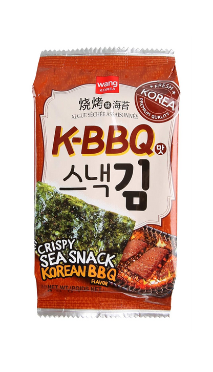 Wang Roasted Seaweed Snack, Korean Barbeque Flavored Pack of 16