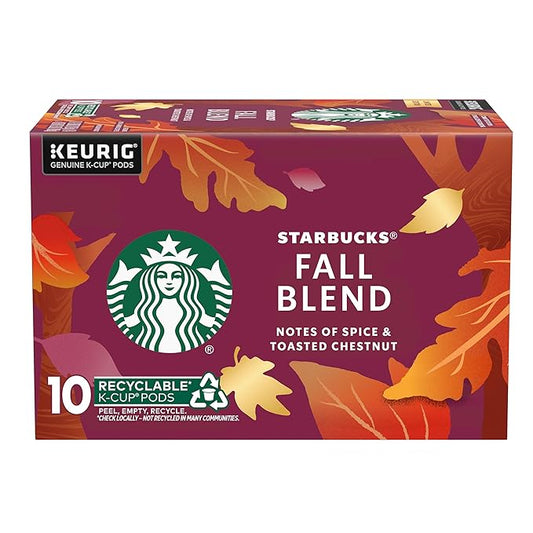 Starbucks K-Cup Coffee Pods, Fall Blend Medium Roast Coffee for Keurig Makerss, 100% Arabica, Limited Edition, 1 Box (10 Pods)