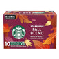 Starbucks K-Cup Coffee Pods, Fall Blend Medium Roast Coffee for Keurig Makerss, 100% Arabica, Limited Edition, 1 Box (10 Pods)