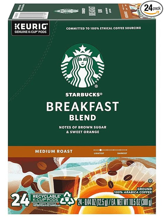SOUTHERN BASICS Starbucks K-Cup Coffee Pods—Dark Roast Coffee—Roast for Keurig Brewers—100% Arabica— Essentially for Southern Basics (Breakfast Blend)