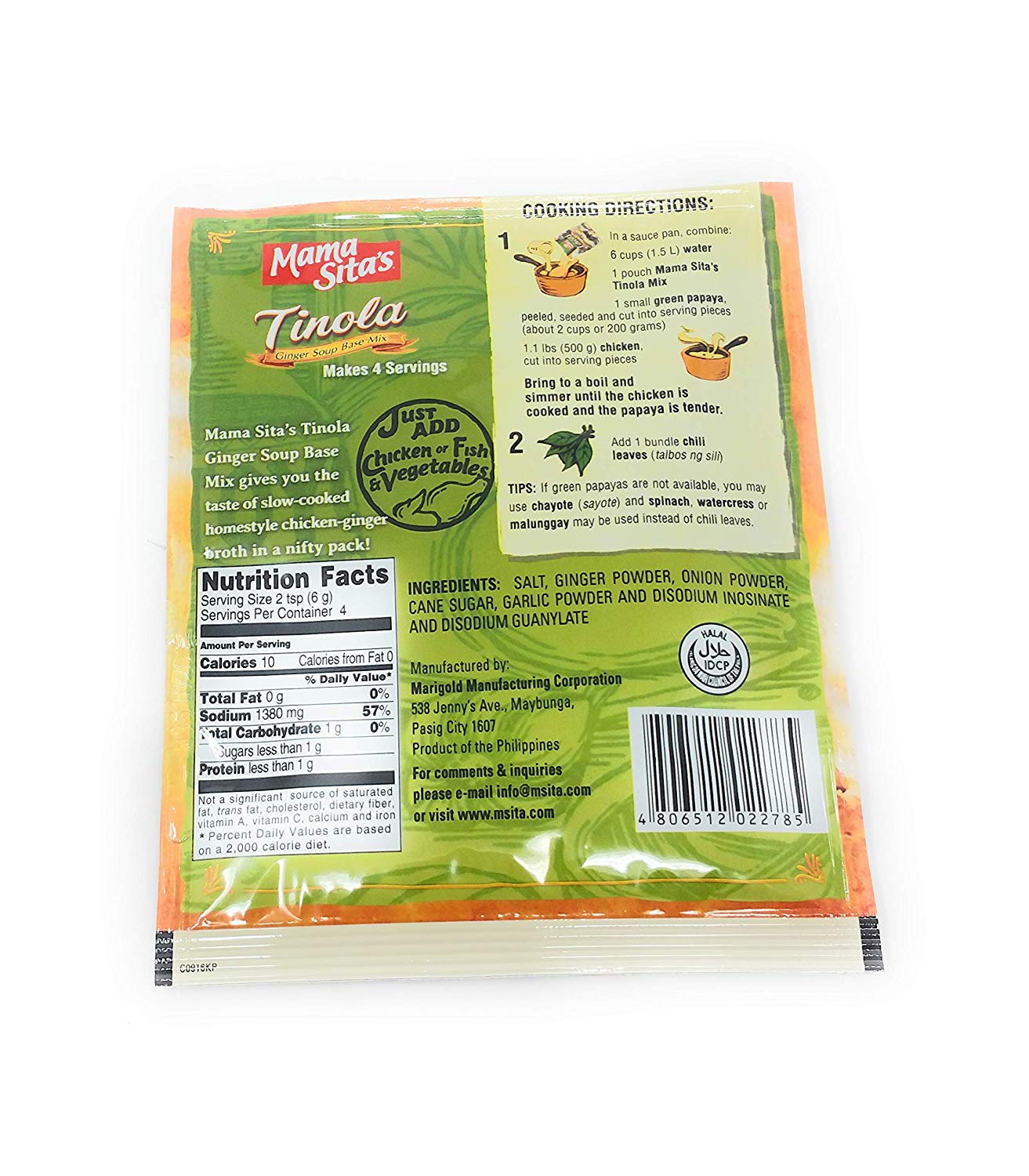 Mama Sita's Tinola Ginger Soup Base Mix 0.88oz