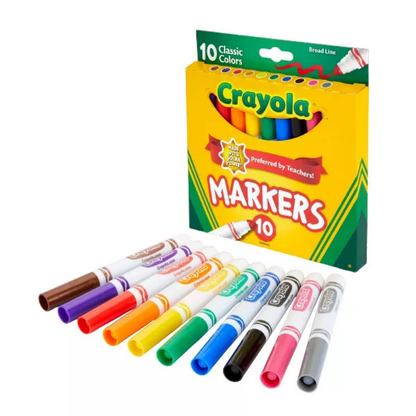 Crayola Classic Broad Line Markers, 10 Count, Case of 24