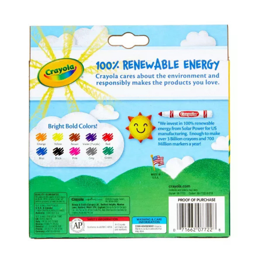 Crayola Classic Broad Line Markers, 10 Count, Case of 24
