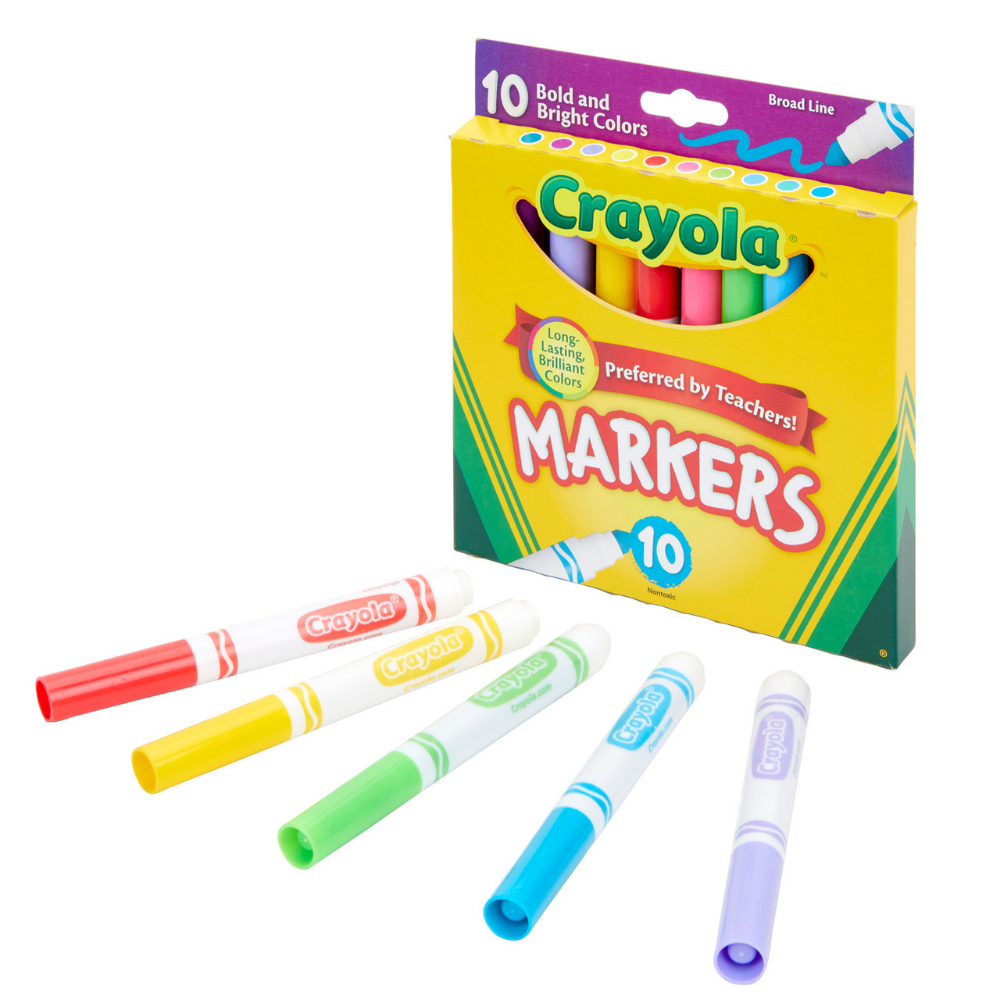 Crayola Broad Line Markers, Bold & Bright Colors, 10 Per Pack, 6 Packs