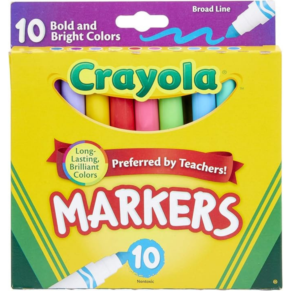 Crayola Broad Line Markers, Bold & Bright Colors, 10 Per Pack, 6 Packs