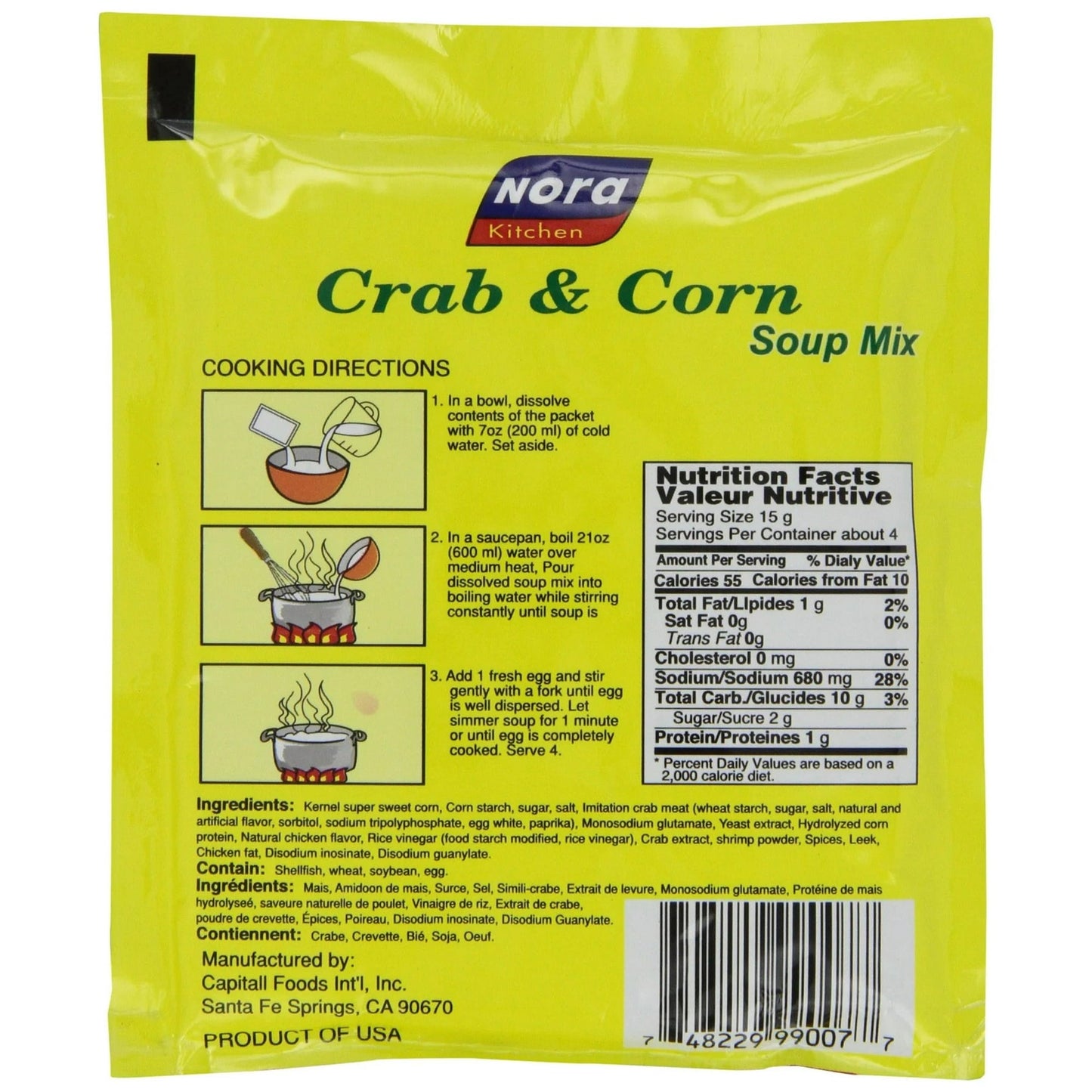 Nora Kitchen Crab And Corn Soup Mix 2.12oz